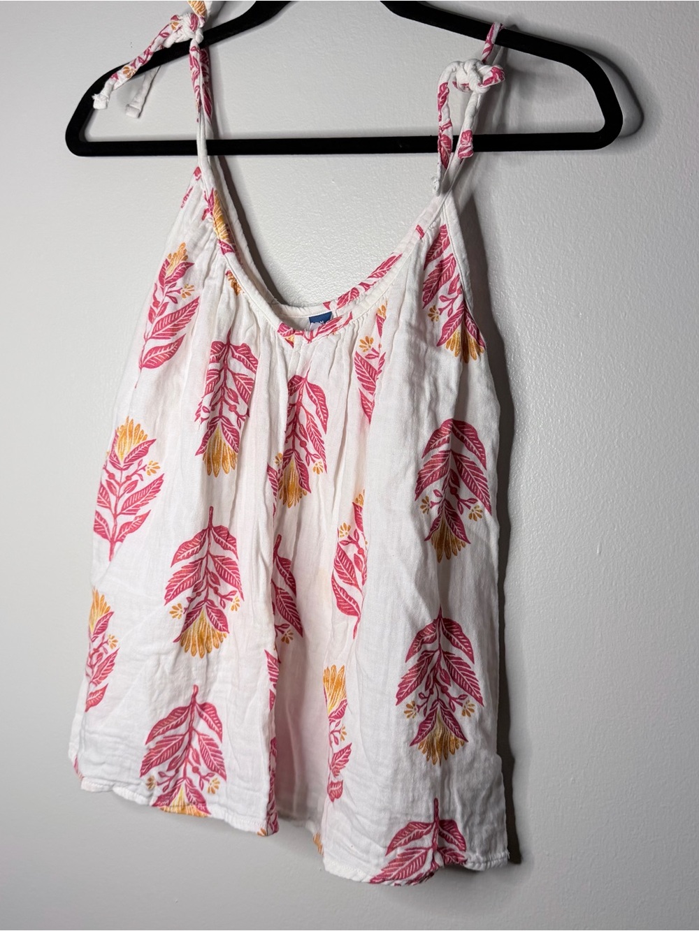 Old Navy White Tank Top with Pink and Yellow Floral Print